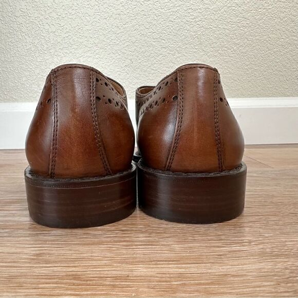 Calzoleria Toscana Brown Genuine Leather Brogue Wingtip Oxford Shoes - Picture 9 of 13